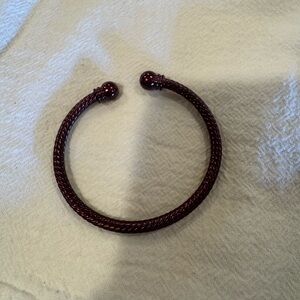 Twisted Cable Open Cuff Bracelet in Deep Wine